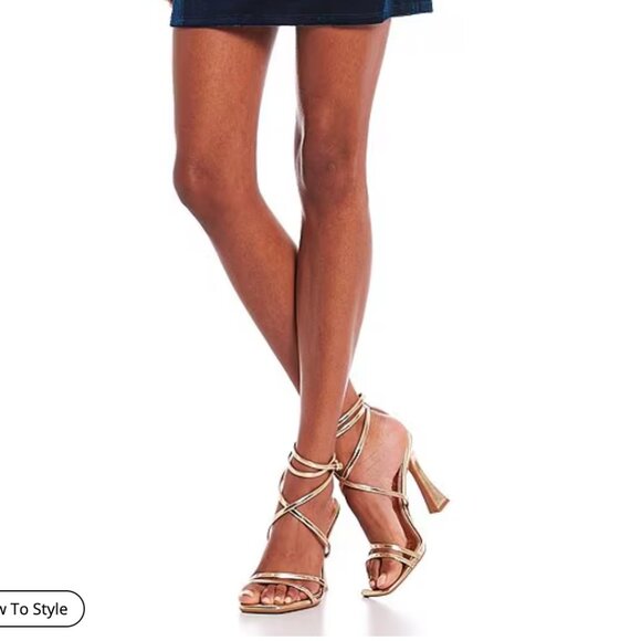 Gianni Bini Golden-Hour Metallic Strappy Ankle Strap Dress Sandals - Picture 3 of 9